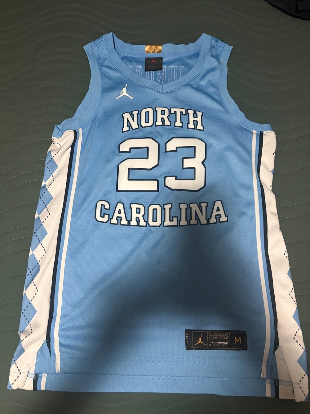 Jordan Light Blue North Carolina #23 Basketball Jersey